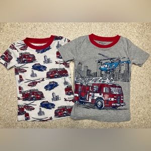 Two EUC Firetruck Boys 3T Pajama Tops